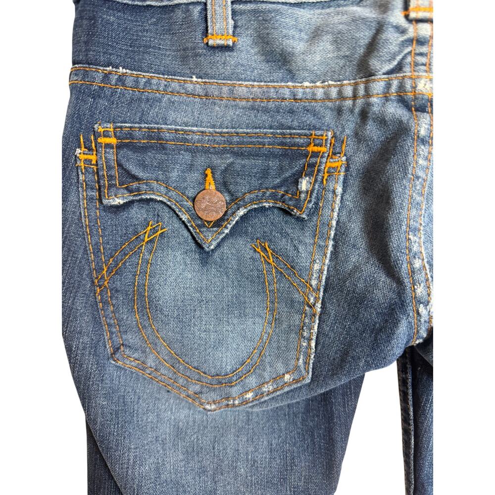 True Religion Joey Flare Jeans Size 26 Made USA Low Rise Distressed Cotton EUC - Picture 7 of 11